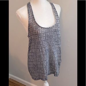 Madewell Black and White Square Patterned Linen Tank Size Small
